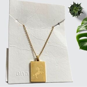 a.n.a Gold Rectangular Pendant Necklace Sagittarius sign